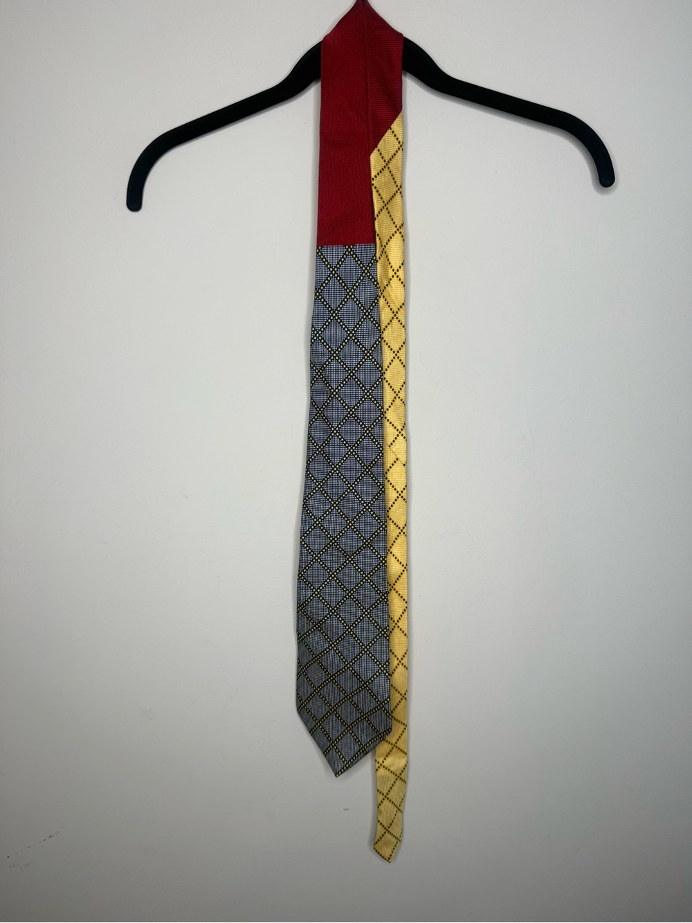 Tommy Hilfiger Men's Two-Tone Patterned Silk Tie - Red, Gray & Yellow
